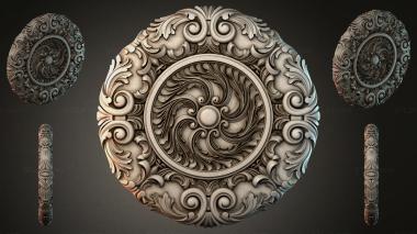 Round decor, rosettes Round rosette with swirls and a central spiral 3d model