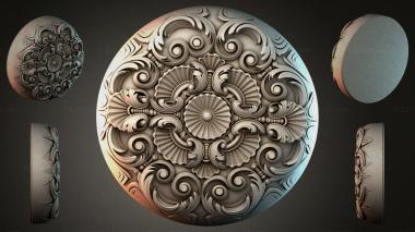Round decor, rosettes Rosette with volutes and shells 3d model