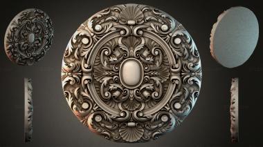 Round decor, rosettes Round rosette with volutes and a central oval 3d model