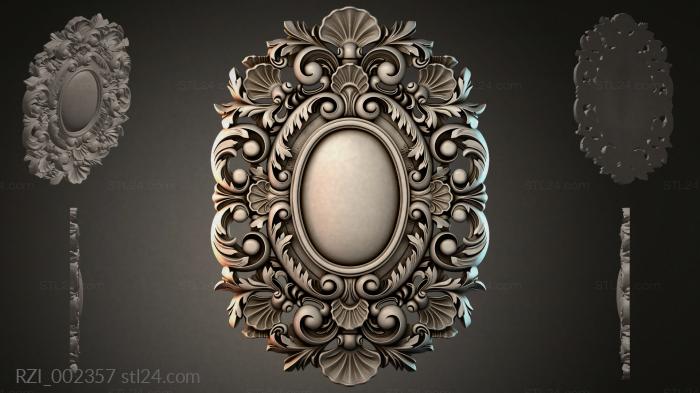Oval frame with swirls and leaves 3d STL model