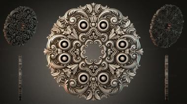 Round decor, rosettes Round carved rosette with scrolls and rosettes 3d model