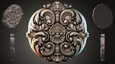 Round decor, rosettes Round rosette with acanthus scrolls and shells 3d model