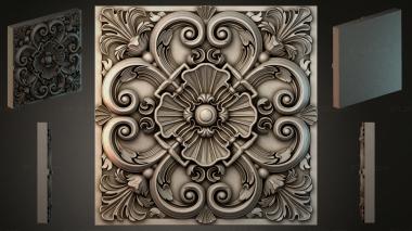 Round decor, rosettes Panel with volutes and a central rosette 3d model