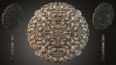 Round decor, rosettes Round rosette with climbing leaves and spirals 3d model