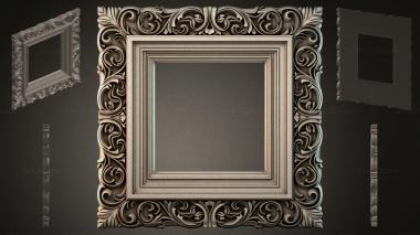 Round decor, rosettes Square frame with acanthus ornament 3d model