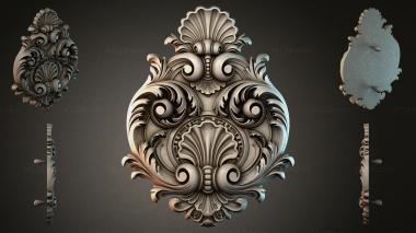 Round decor, rosettes Cartouche with swirls and a shell - CNC ornament 3d model