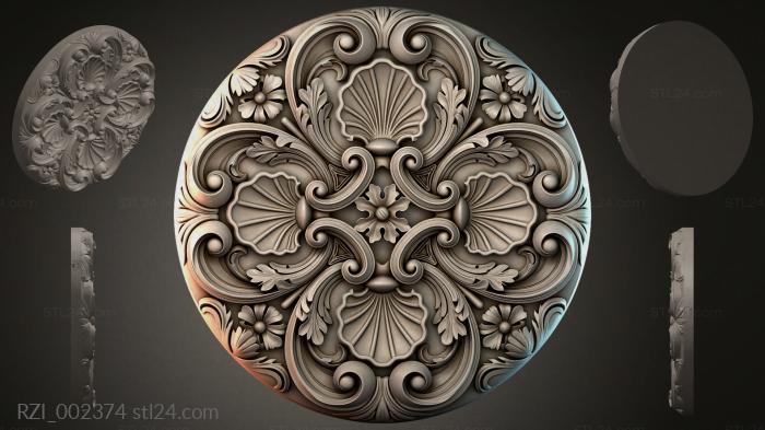 Round panel with volutes and shells 3d STL model