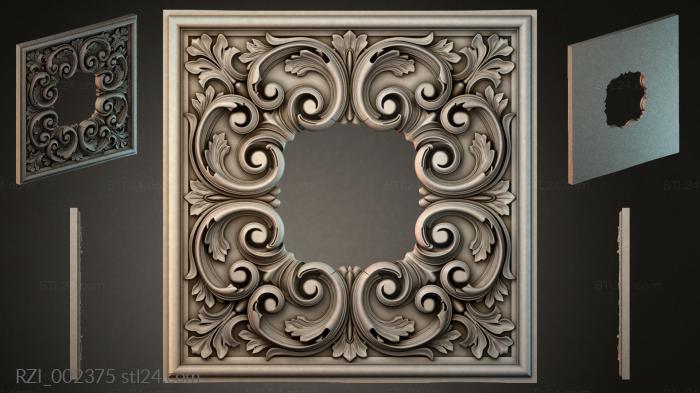 Square ornament with volutes and acanthus 3d STL model