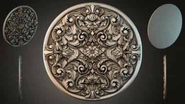 Round decor, rosettes Round rosette with grape vines and floral scrolls 3d model