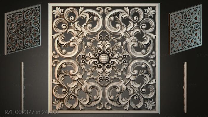 Bas-relief panel with symmetrical volutes and curls 3d STL model