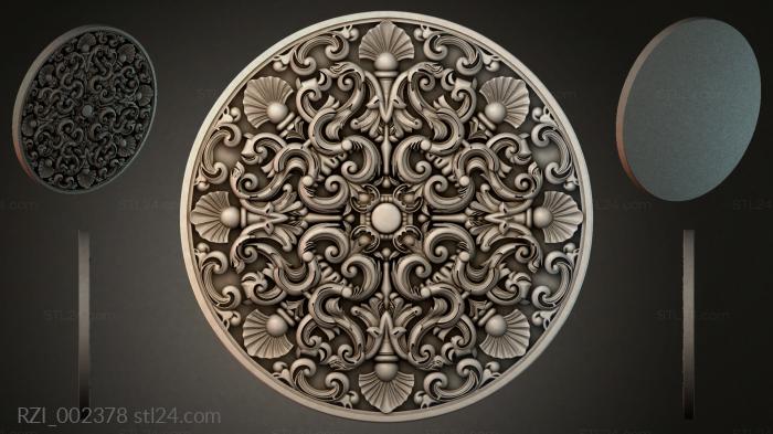 Round rosette with volutes and shells 3d STL model