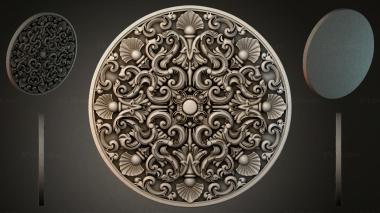 Round decor, rosettes Round rosette with volutes and shells 3d model