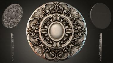 Round decor, rosettes Round rosette with oval center and spiral curls 3d model