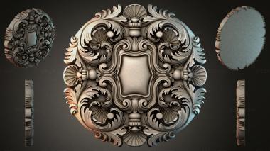 Round decor, rosettes Baroque Cartouche with Scrolls and Shells for CNC 3d model