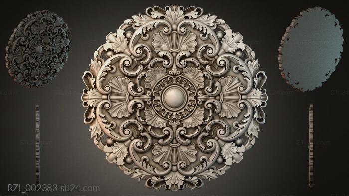 Round rosette with scrolls and a central medallion 3d STL model
