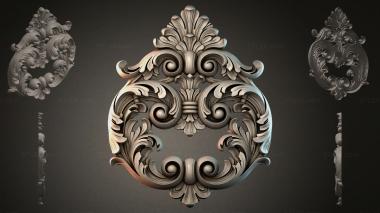 Round decor, rosettes Cartouche with acanthus scrolls and shell 3d model