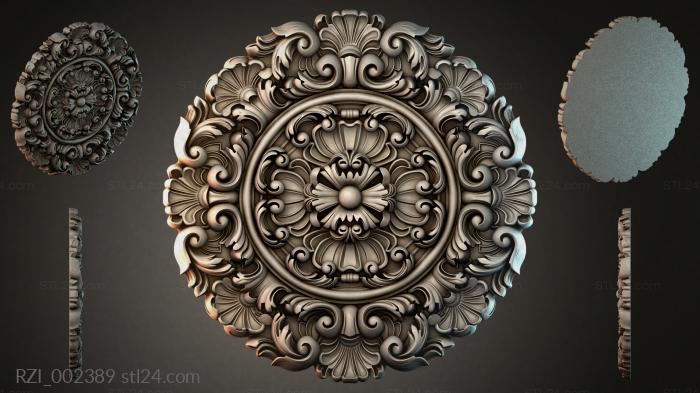 Round rosette with acanthus and scrolls 3d STL model