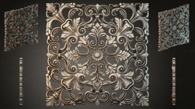 Round decor, rosettes Panel with cello volutes and floral scrolls 3d model