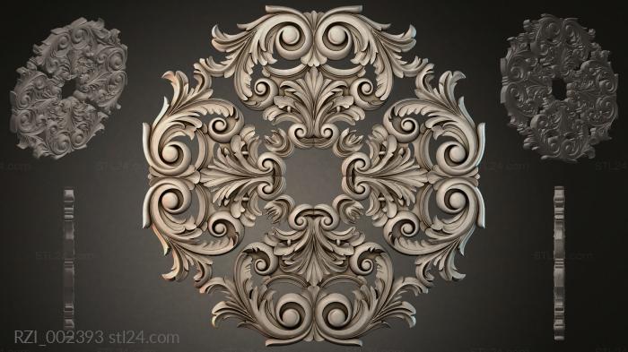 Acanthus ornament with volutes and spirals 3d STL model