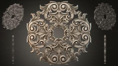 Round decor, rosettes Acanthus ornament with volutes and spirals 3d model