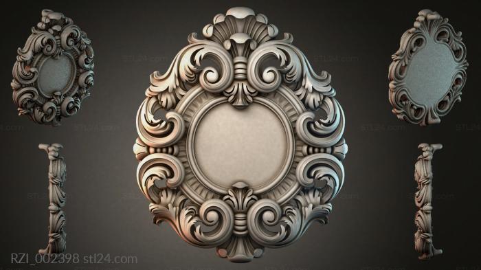 Oval rosette with volutes and leaves 3d STL model