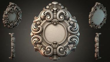 Round decor, rosettes Oval rosette with volutes and leaves 3d model