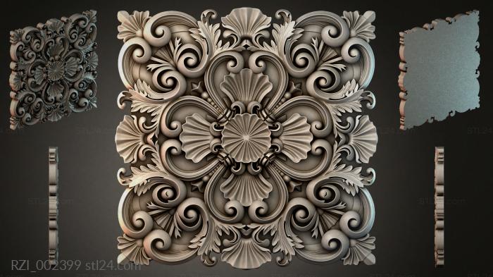 Ornament with volutes and shells in a classic style 3d STL model