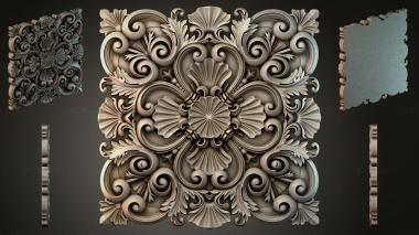 Round decor, rosettes Ornament with volutes and shells in a classic style 3d model