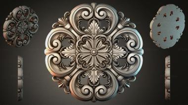 Round decor, rosettes Ceiling rosette with climbing acanthus and a central flower 3d model