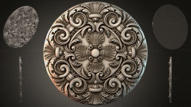 Round decor, rosettes Round medallion with volutes and shells 3d model