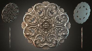 Round decor, rosettes Panel with volutes and a floral center 3d model