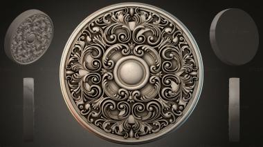 Round decor, rosettes Ceiling rose with volutes and a central sphere 3d model