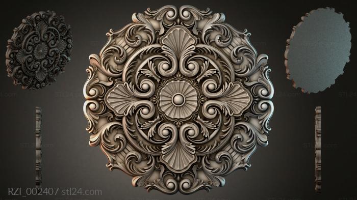 Square panel with scrolls and shells 3d STL model
