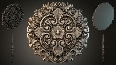 Round decor, rosettes Square panel with scrolls and shells 3d model