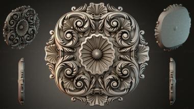 Round decor, rosettes Cartouche with volutes and radial rosettes 3d model