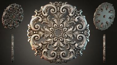 Round decor, rosettes Decorative panel with volutes and acanthus 3d model
