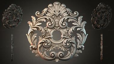 Round decor, rosettes Cartouche with acanthus and volutes for CNC 3d model