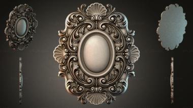 Round decor, rosettes Oval mirror with curling baroque frame 3d model