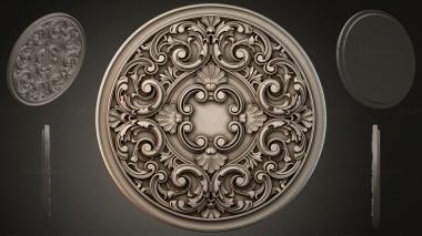 Round decor, rosettes Round rosette with volutes and shells 3d model
