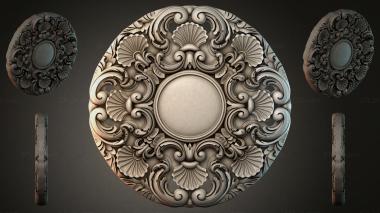 Round decor, rosettes Round rosette with volutes and fan-shaped shells 3d model
