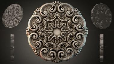 Round decor, rosettes Round rosette with scrollwork in Rococo style 3d model