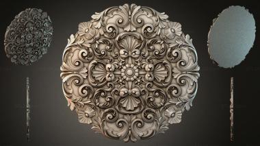 Round decor, rosettes Round rosette with volutes and shells 3d model