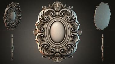 Round decor, rosettes Oval frame with volutes and a shell 3d model