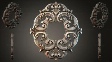 Round decor, rosettes Cartouche with volutes and rocaille elements 3d model