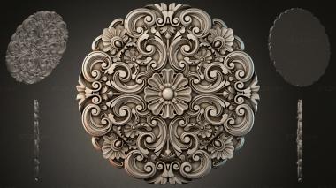 Round decor, rosettes Round rosette with swirls and floral motifs 3d model