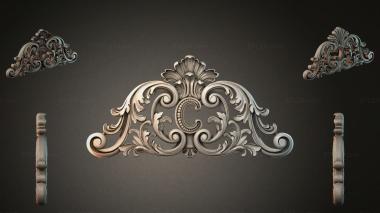 Round decor, rosettes Cartouche with volutes and a shell for CNC 3d model