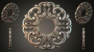 Round decor, rosettes Acanthus rosette with scrolls and balustrade 3d model