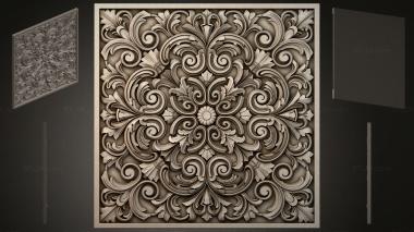 Round decor, rosettes Panel with volutes and acanthus leaves 3d model