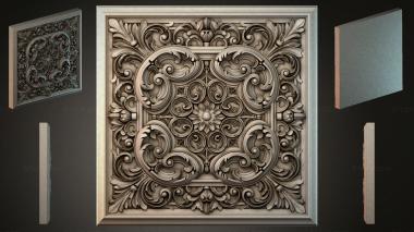 Round decor, rosettes Square ceiling rose with symmetrical acanthus scrolls and a central flower 3d model