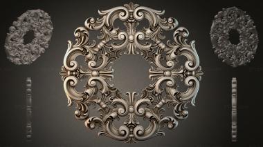 Round decor, rosettes Roccoco cartouche with vignettes and acanthus ornament 3d model